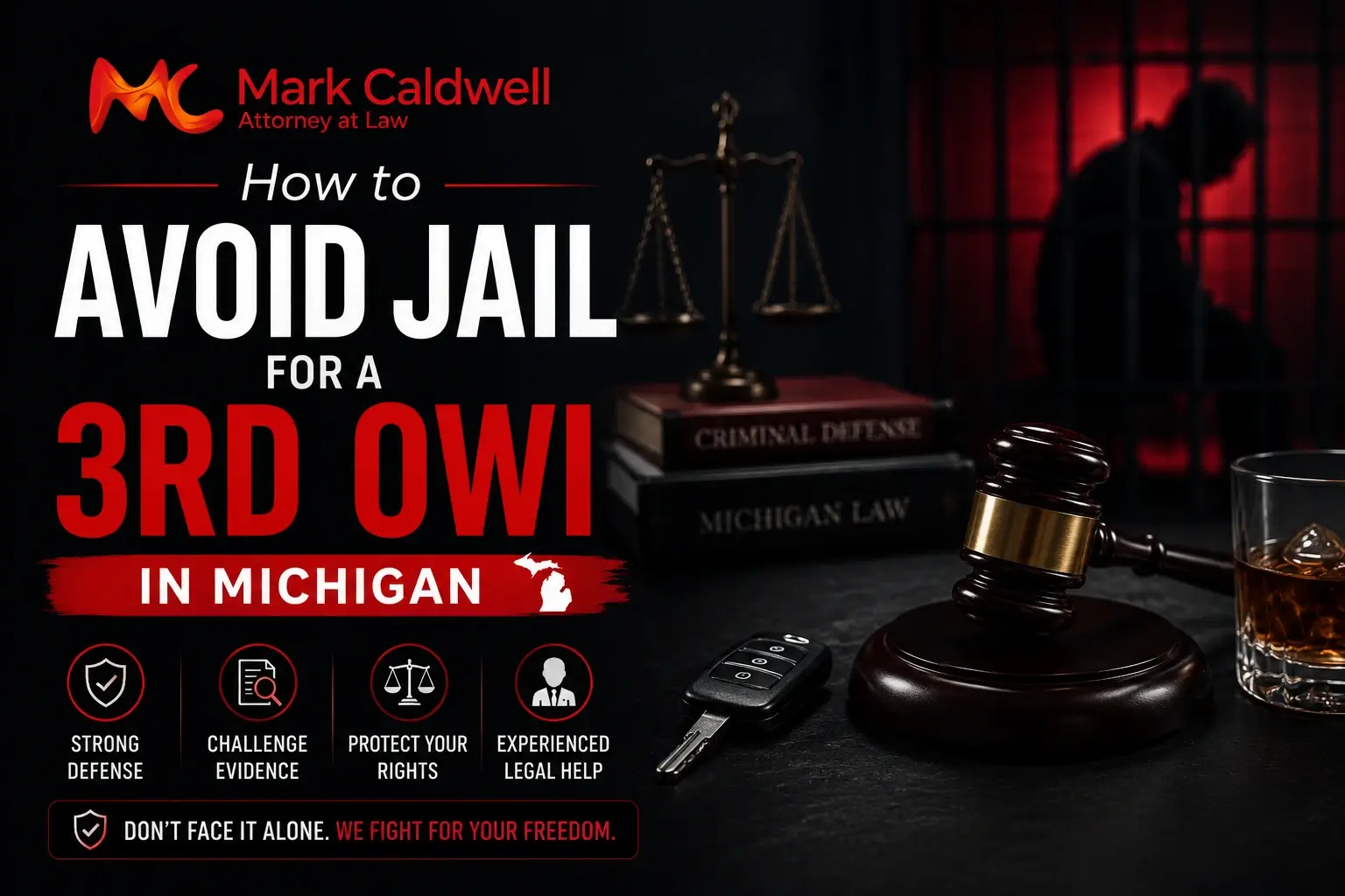 Michigan defense attorney explaining legal options to avoid jail time after a third OWI offense in Michigan court