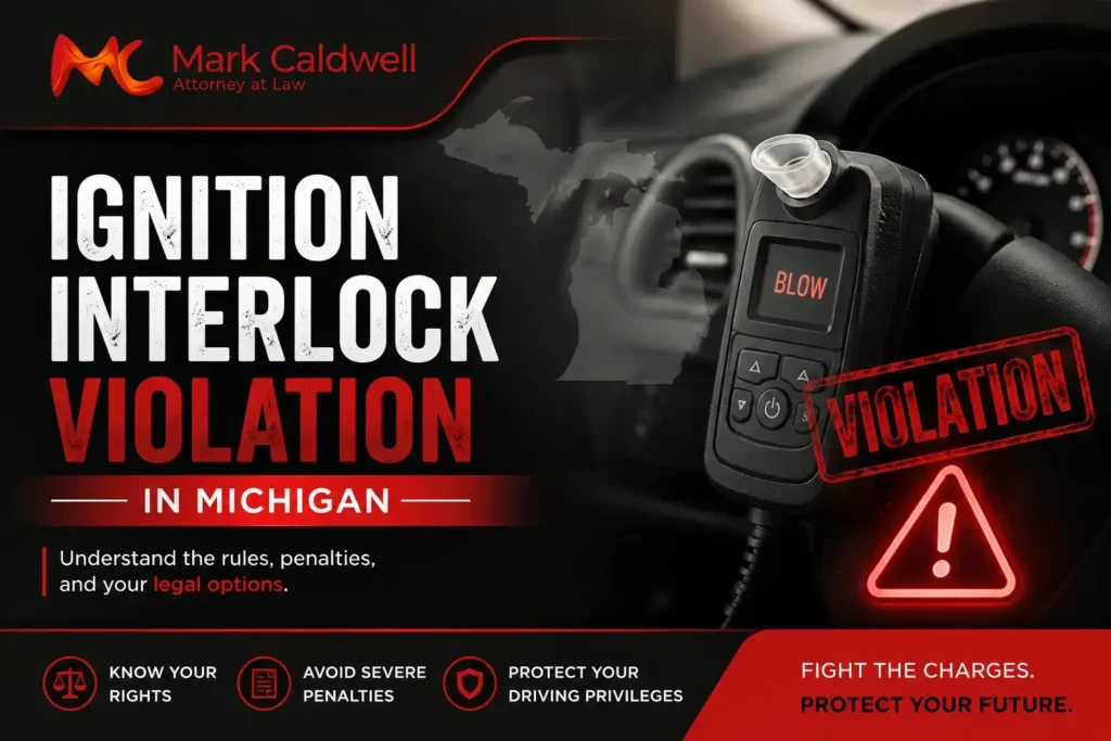 Ignition Interlock Violation in Michigan showing IID device reporting a violation during a driver's breath test